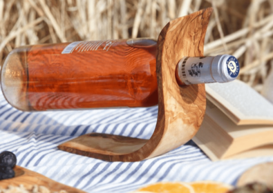Balancing Freestanding Olive Wood Wine Bottle Holder, Decorative Housewarming Gift, Father's Day Balancing Freestanding Olive Wood Wine Bottle Holder, Decorative Housewarming Gift, Father's Day