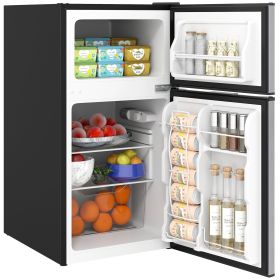3.2 Cu.Ft Double Door Mini Fridge with Freezer Adjustable Shelf Thermostat Reversible Door Black 3.2 Cu.Ft Double Door Mini Fridge with Freezer Adjustable Shelf Thermostat Reversible Door Black