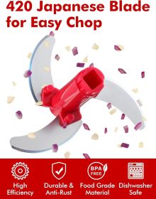 Food Chopper, Pull Onion Chopper Dicer, Hand Powered Food Mincer, Fast Cutting Hand Chopper for Oinon, Garlic, Nut, 3.4 Cups 0.8L, Red Food Chopper, Pull Onion Chopper Dicer, Hand Powered Food Mincer, Fast Cutting Hand Chopper for Oinon, Garlic, Nut, 3.4 Cups 0.8L, Red