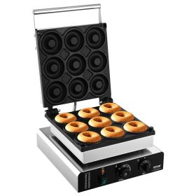 Electric Donut Maker, 2000W Commercial Doughnut Machine with Non-stick Surface, 9 Holes Double-Sided Heating Waffle Machine Makes 9 Doughnuts Electric Donut Maker, 2000W Commercial Doughnut Machine with Non-stick Surface, 9 Holes Double-Sided Heating Waffle Machine Makes 9 Doughnuts