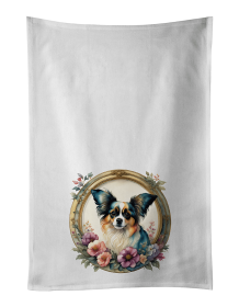 Papillon and Flowers Kitchen Towel Set of 2