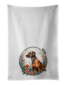 Rhodesian Ridgeback and Flowers Kitchen Towel Set of 2