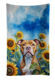 Pit Bull Terrier in Sunflowers Kitchen Towel