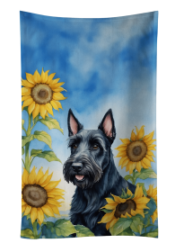 Scottish Terrier in Sunflowers Kitchen Towel