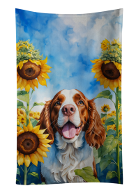 Welsh Springer Spaniel in Sunflowers Kitchen Towel