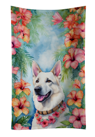 White German Shepherd Luau Kitchen Towel