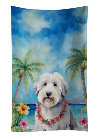 Old English Sheepdog Luau Kitchen Towel