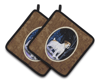 Starry Night Jack Russell Terrier Pair of Pot Holders