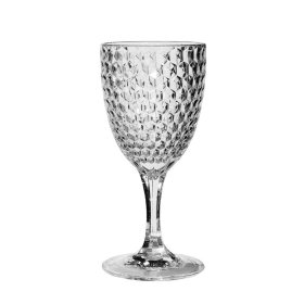 Acrylic Diamond Cut Wine Glass - Clear 12 oz. Set of 4