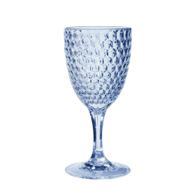 Acrylic Diamond Cut Wine Glass - Blue 12 oz. Set of 4