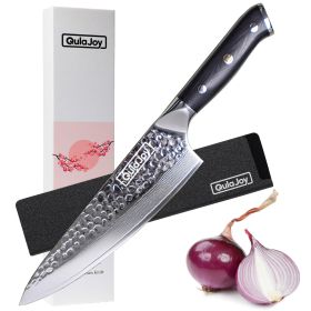 Chef Knife 8 Inch,Professional Japanese VG-10 Damascus 67 Layer Blade,Ultra Sharp Hammered Master Chefs Knife,Ergonomic G10 Handle,Triple Rive