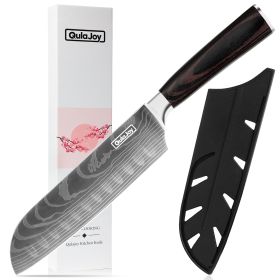 Santoku Knife, High Carbon Stainless Steel Chef Knife Japanese Kitchen Knives With Ergonomic Pakkawood Handle, Chopping Knife For Home Kitchen