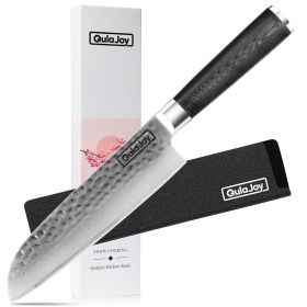 7 Inch Knife- Ultra Sharp Japanese 67 Layers Damascus VG-10 Steel Core - Professional Hammered Chef Knife - Ergonomic G10 Handle With (Option: Santoku)