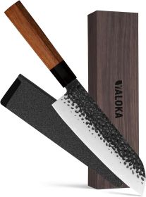 8 Inch Knife - Professional Japanese Chef Knife - 3 Layers 9CR18MOV High Carbon Steel - Hand Hammered Blade Kitchen Knife (Option: Santoku Knife)