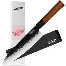 7 Inch Santoku Knife - Professional Japanese Chef Knife - Razor Sharp 9cr18mov Blade - Hammered Kitchen Knife - Octagonal Rosewood Handle With (Option: Chef)