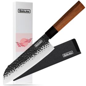 7 Inch Santoku Knife - Professional Japanese Chef Knife - Razor Sharp 9cr18mov Blade - Hammered Kitchen Knife - Octagonal Rosewood Handle With (Option: Santoku)