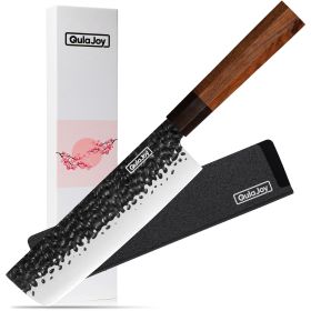 7 Inch Santoku Knife - Professional Japanese Chef Knife - Razor Sharp 9cr18mov Blade - Hammered Kitchen Knife - Octagonal Rosewood Handle With (Option: Nakiri)