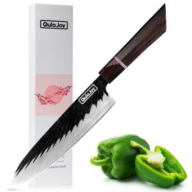 8 Inch Japanese Chef Knife, Professional Hand Forged High Carbon Steel Kitchen Chef Knife,Cooking Knife With Ebony Handle (Option: Chef)